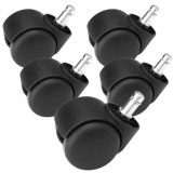 Set de 5 roti pentru scaun pivotant N\A, plastic/metal, negru, 50 mm