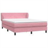 Cumpara ieftin Pat box spring cu saltea, roz, 140x220 cm, catifea