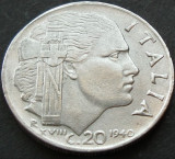Cumpara ieftin Moneda istorica 20 CENTESIMI - ITALIA FASCISTA, anul 1940 *cod 4182 - excelenta, Europa