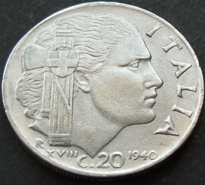 Moneda istorica 20 CENTESIMI - ITALIA FASCISTA, anul 1940 *cod 4182 - excelenta foto