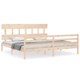 Cadru de pat cu tablie Super King Size, lemn masiv