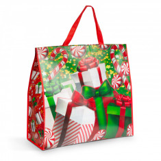 Sacoșă de cadouri mare - de Crăciun - 50 x 44 x 18 cm - roșie 58676B