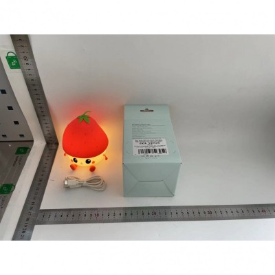 Lampa de Veghe pentru Copii, Flippy, din Silicon, Senzor Tactil, Model Capsunica, Lumina Calda, Protectie pentru Ochi, Incarcare USB, Capacitate Bater foto
