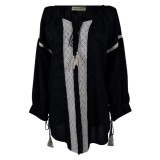 Bluza tip ie dama B23, negru/bej , marimea 2XL