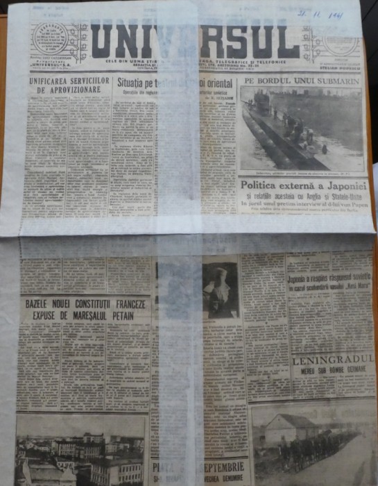 Ziarul Universul, 21 noiembrie 1941