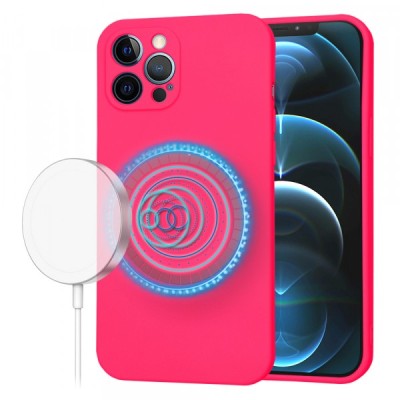 Husa MagSafe pentru Apple iPhone 12 Pro Max, Techsuit, SoftFlex, Roz Inchis foto