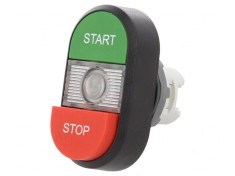 Comutator dublu 22mm verde-roșu IP66