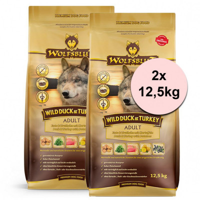 WOLFSBLUT Wild Duck &amp;amp;amp; Turkey Adult 2 x 12,5 kg foto