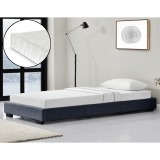 Corium&reg; Pat tapitat modern Bon cu saltea, 200 x 90 x 16 cm, MDF/textil/furnir/plastic/poliester, gri inchis, pentru 1 persoana HausGarden Leisure