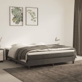 VidaXL Pat box spring cu saltea, gri &icirc;nchis, 180x200 cm, catifea