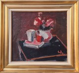 Gheorghe V&acirc;nătoru (1908-1983)-Natură statică, pictură &icirc;n ulei (1979)
