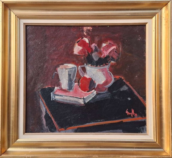 Gheorghe V&acirc;nătoru (1908-1983)-Natură statică, pictură &icirc;n ulei (1979)