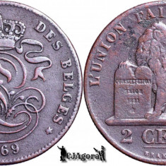 1869, 2 Centimes - Leopold al II-lea - Regatul Belgiei