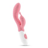 Vibratoare iepuras - Crushious Gummie Iepuras Vibrator Roz cu 30 de Vibratii si Lubrifiant Gratuit Membrul Striat Ofera Stimulare Intensa