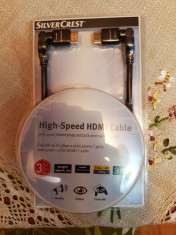 Cablu HDMI High Speed, 4k, 3D, oscilant 180, rotativ 90, gold plated 24K, 2m foto