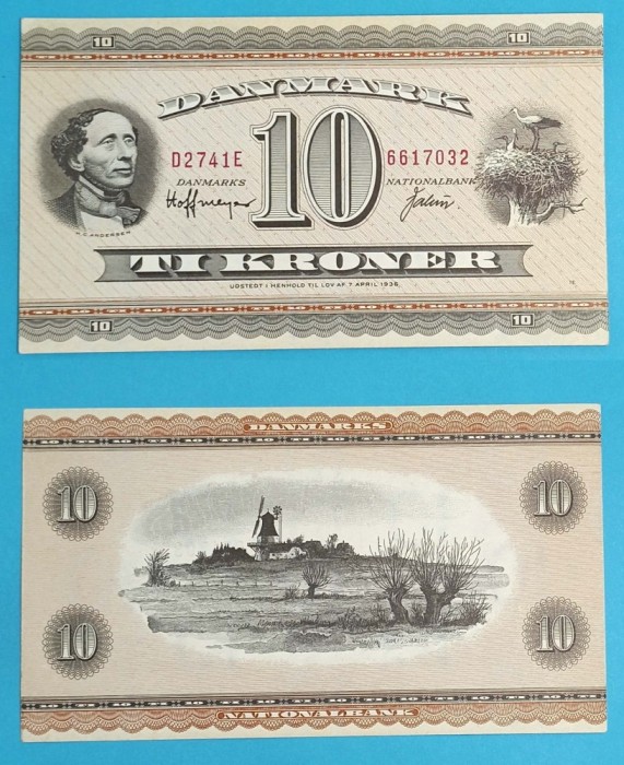 Danemarca (pick 44) 10 Kroner 1974 aUNC+ serie: D2741E 6617032