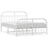 Cumpara ieftin Cadru de pat metalic cu tablie, alb, 150x200 cm
