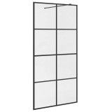 Paravan dus walk-in, negru, 100x195 cm, sticla ESG transparenta