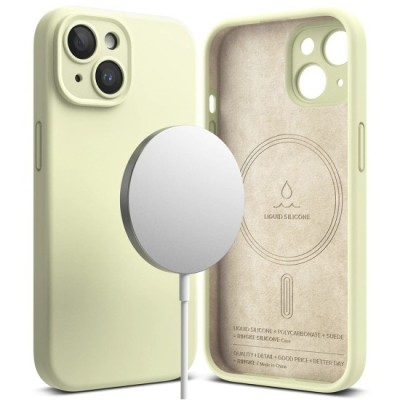 Husa pentru iPhone 15 - Ringke Silicone Magnetic - Sunny Lime foto