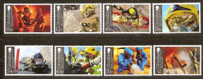 C1682 - Gibraltar 2015 - Pompieri 8v.nestampilate MNH