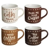 Set 4 Cani Ceramice Maro si Crem cu Mesaje, 350ml, CMCLASS