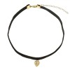 Colier Choker Velvet Negru, Pandantiv Inimă Aurie, Fete, Oem
