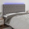 VidaXL Tăblie de pat cu LED, gri &icirc;nchis, 180x7x118/128 cm, textil 3122775