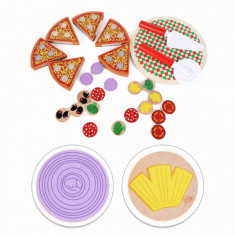 Joc educativ de lemn tip Pizza Red cu feliator CX-129