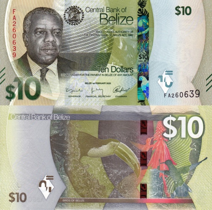 BELIZE 10 dollars 2025 UNC!!!