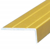 Profil Aluminiu pentru Trepte, 25x10 mm, 2.7 m, Auriu, Model 3126, Profil Trepte, Profil pentru Treapta, Profil Protectie Trepte, Profil pentru Protec, Temad