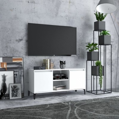 Gossi comoda tv cu picioare metalice, alb, 103,5x35x50 cm foto