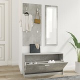 VidaXL Set pantofare 3 &icirc;n 1, gri beton, lemn prelucrat