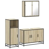 Cumpara ieftin Set mobilier de baie, 3 piese, stejar sonoma, lemn prelucrat