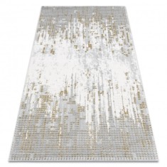 Covor acril VALS 8376 Geometric spațial 3D gri / verde, 80x150 cm