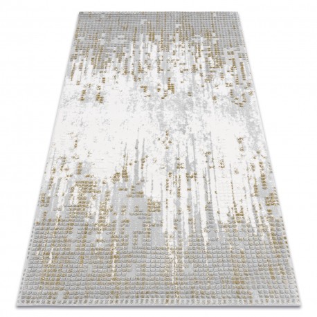 Covor acril VALS 8376 Geometric spațial 3D gri / verde, 80x150 cm