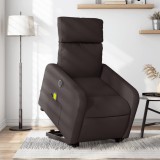 vidaXL Fotoliu electric masaj rabatabil cu ridicare maro &icirc;nchis textil
