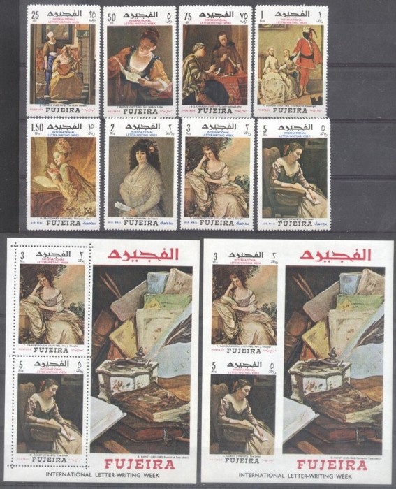 Fujeira 1968 Letter week, Paintings, set+perf.+imperf. sheets, MNH S.401