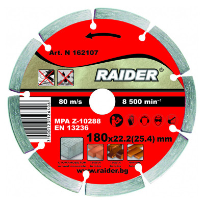Disc diamantat segmentat Raider, 180 x 22.2 mm foto