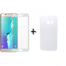 Pachet Folie Sticla 3D Alb + Husa silicon Transparenta Samsung Galaxy S6 Edge foto