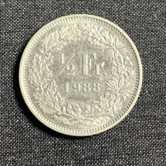 Moneda 1/2 franci 1988 Elvetia