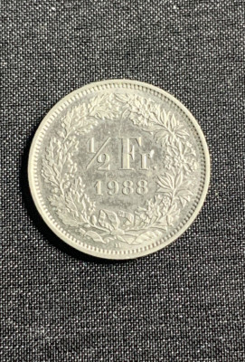 Moneda 1/2 franci 1988 Elvetia foto