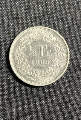 Moneda 1/2 franci 1988 Elvetia foto