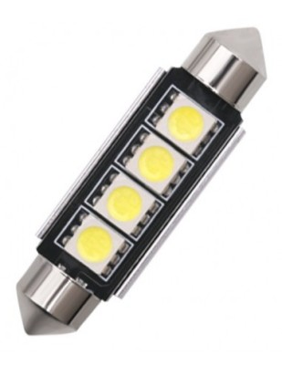 Led auto Alb C5W sofit Canbus cu 4 SMD, 41 mm, 12V foto