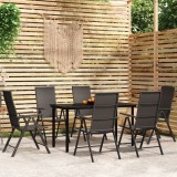 vidaXL Set de servit masa pentru grădină, 7 piese, negru