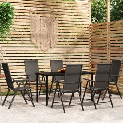 vidaXL Set de servit masa pentru grădină, 7 piese, negru foto