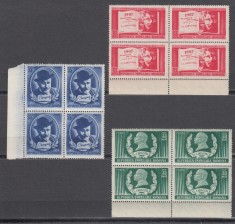 ROMANIA 1952 LP 321 I. L. CARAGIALE SERIA IN BLOC DE 4 TIMBRE STARE MNH
