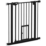 PawHut Portita pentru Caini Extensibila 74-80 cm cu Inchidere Automata, Neagra | Aosom Romania