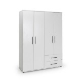 Cumpara ieftin Dulap Haine Adore White, 4 usi si 2 sertare, Alb, 137 x 187 x 52 cm