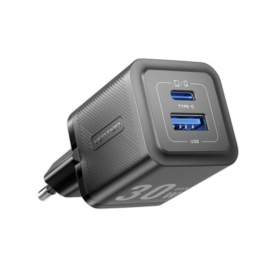 Incarcator priza tip C, USB, PD30W, Vention, FEQB0-EU, negru foto