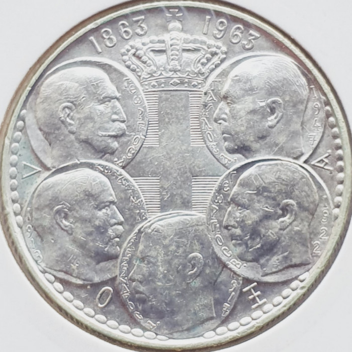 537 Grecia 30 Drachmai 1963 Paul I (Royal Dynasty) km 86 argint